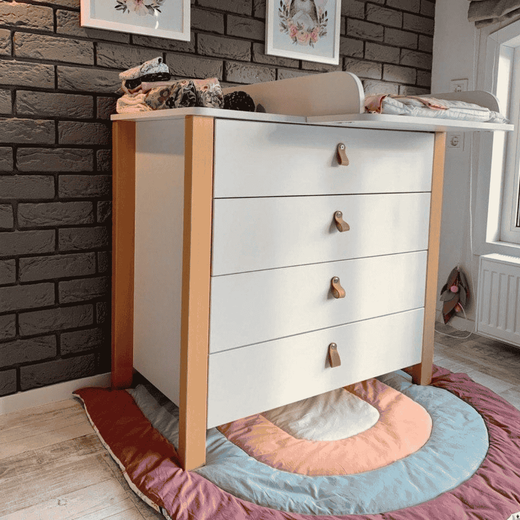 Dětská komoda Zukko Gekko Kids, 90x50x85cm, Bílá / Přírodní Buk